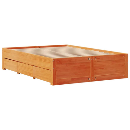 Giroletto senza Materasso con Cassetti Marrone Cera 140x200Pino