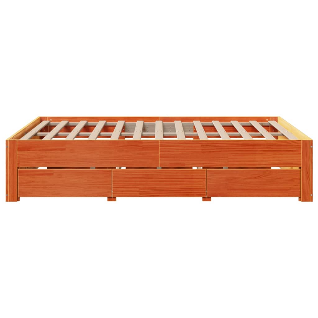 Giroletto senza Materasso con Cassetti Marrone Cera 140x200Pino
