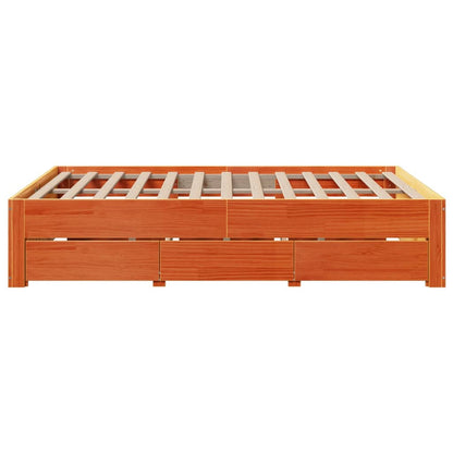 Giroletto senza Materasso con Cassetti Marrone Cera 140x200Pino