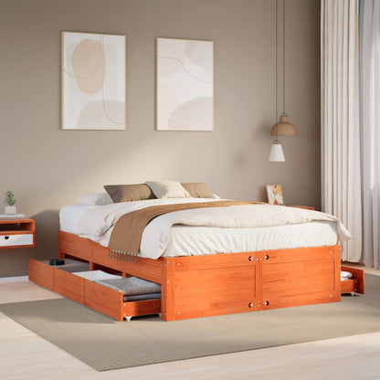Giroletto senza Materasso con Cassetti Marrone Cera 140x200Pino