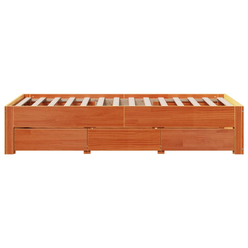 Giroletto senza Materasso con Cassetti Marrone Cera 100x200 cm