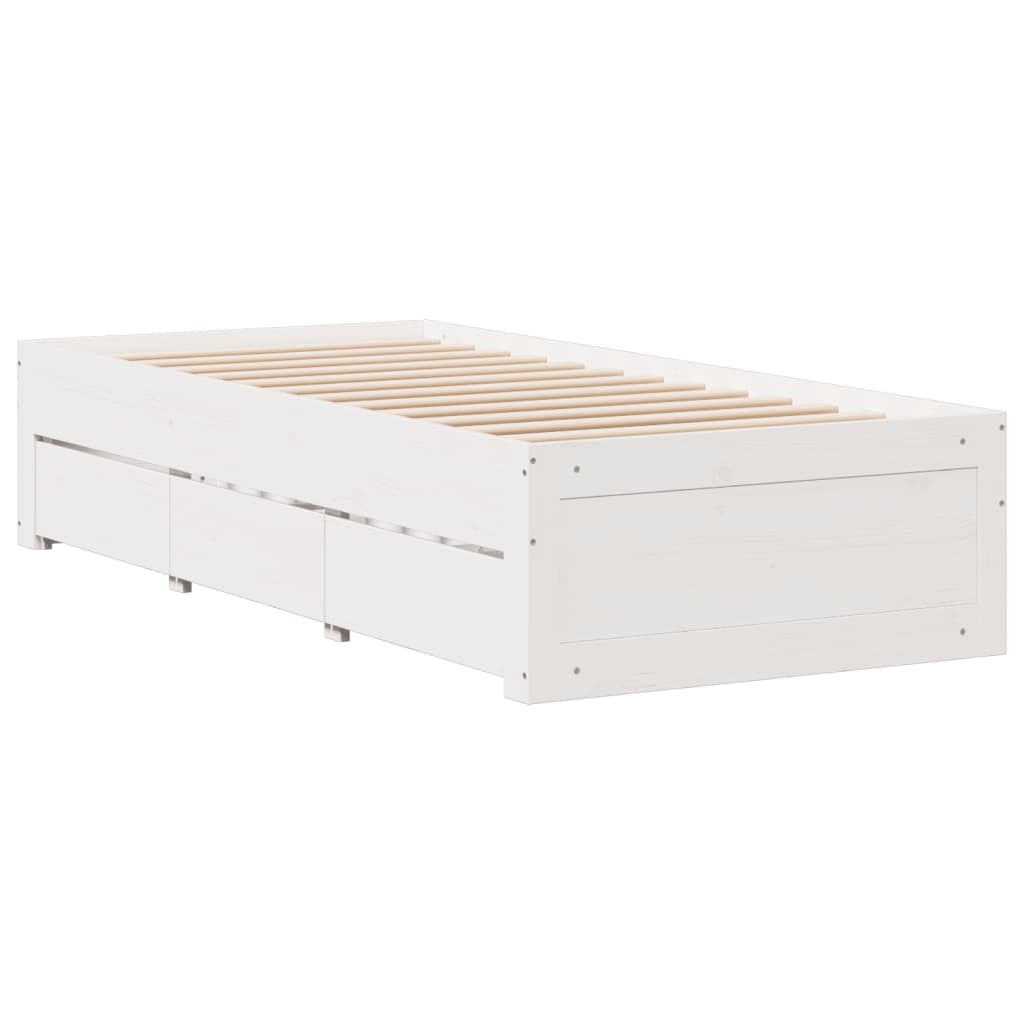 Giroletto senza Materasso con Cassetti Bianco 90x200 cm Pino