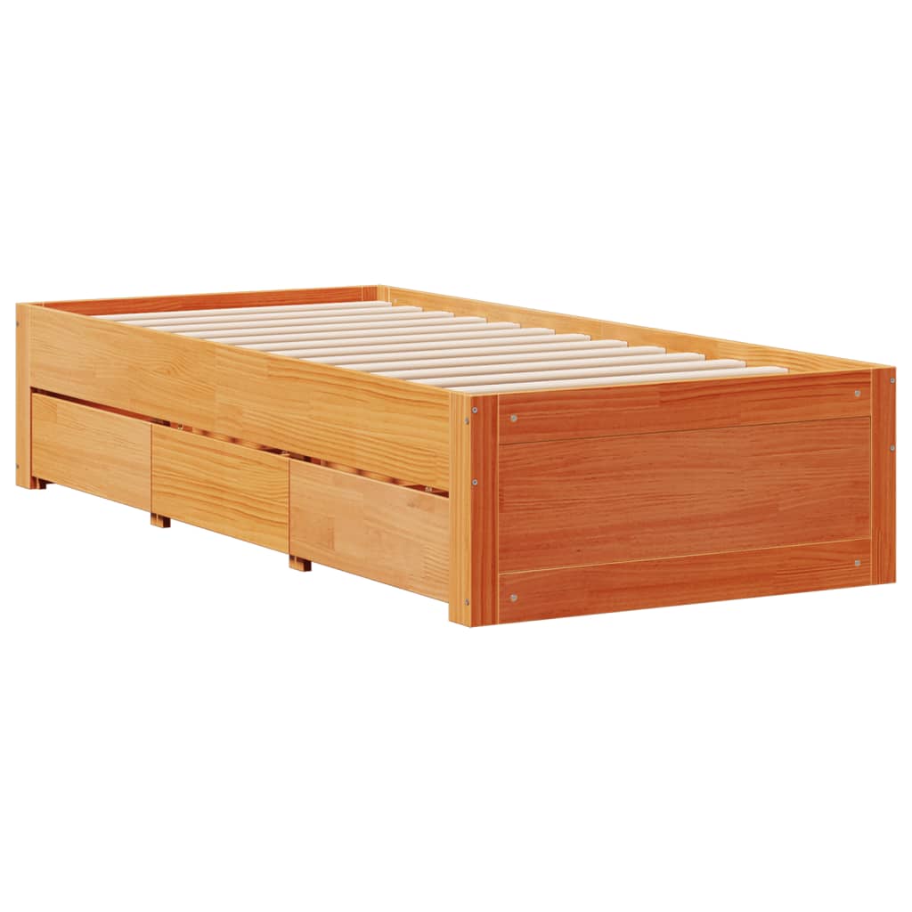 Giroletto senza Materasso con Cassetti Marrone Cera 90x200 cm