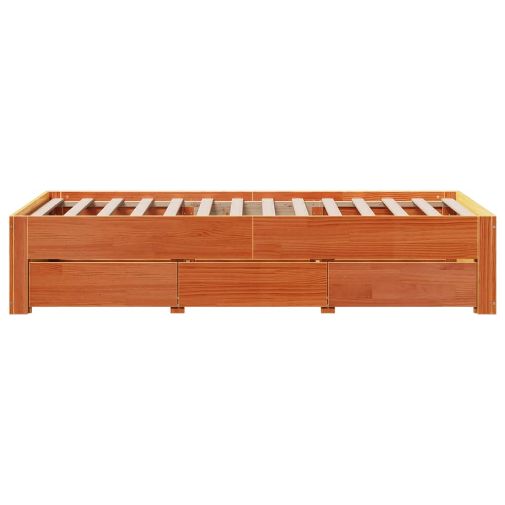 Giroletto senza Materasso con Cassetti Marrone Cera 90x200 cm