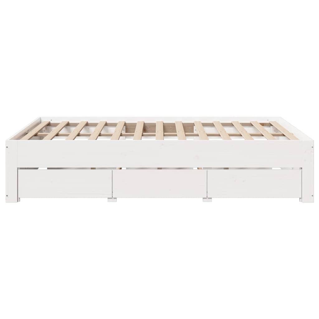 Giroletto senza Materasso con Cassetti Bianco 140x190 cm Pino