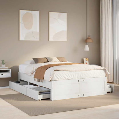 Giroletto senza Materasso con Cassetti Bianco 140x190 cm Pino