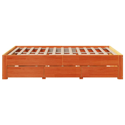Giroletto senza Materasso con Cassetti Marrone Cera 140x190 cm