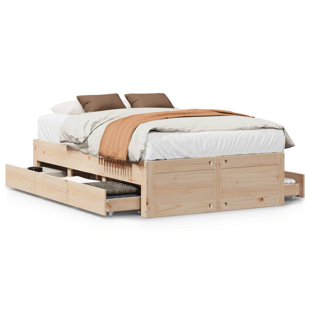 Giroletto senza Materasso con Cassetti 135x190 cm Massello Pino