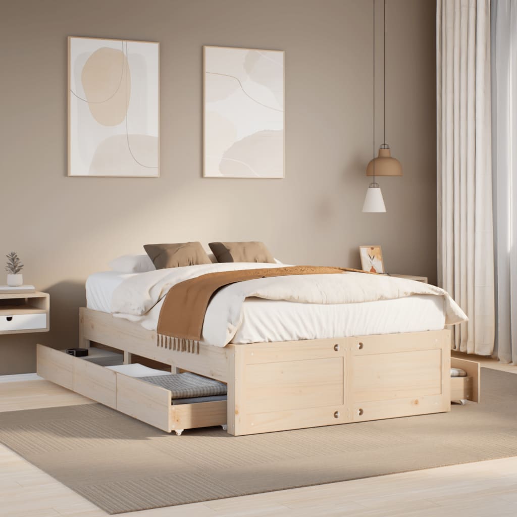 Giroletto senza Materasso con Cassetti 135x190 cm Massello Pino
