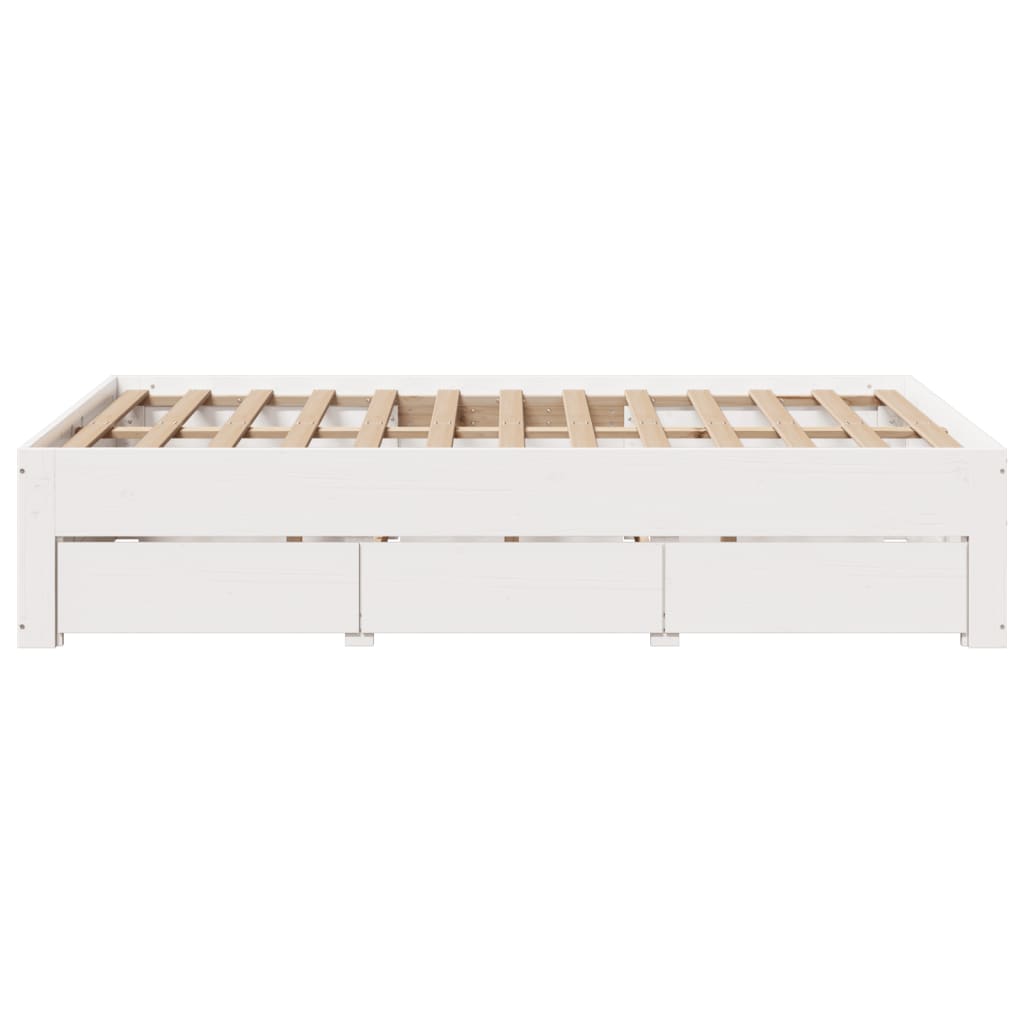 Giroletto senza Materasso con Cassetti Bianco 135x190 cm Pino