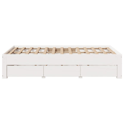 Giroletto senza Materasso con Cassetti Bianco 135x190 cm Pino