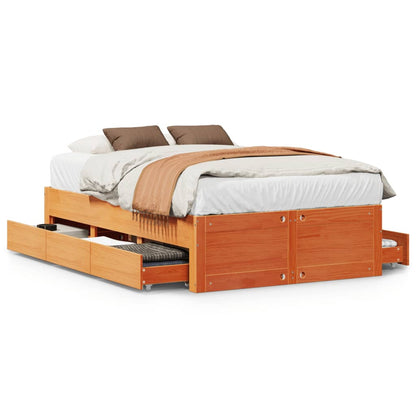 Giroletto senza Materasso con Cassetti Marrone Cera 135x190 cm
