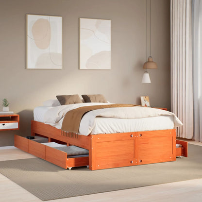 Giroletto senza Materasso con Cassetti Marrone Cera 135x190 cm