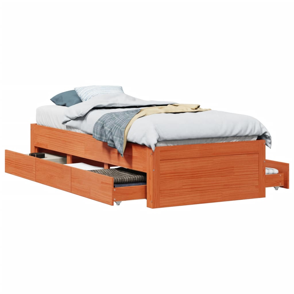 Giroletto senza Materasso con Cassetti Marrone Cera 90x190 cm