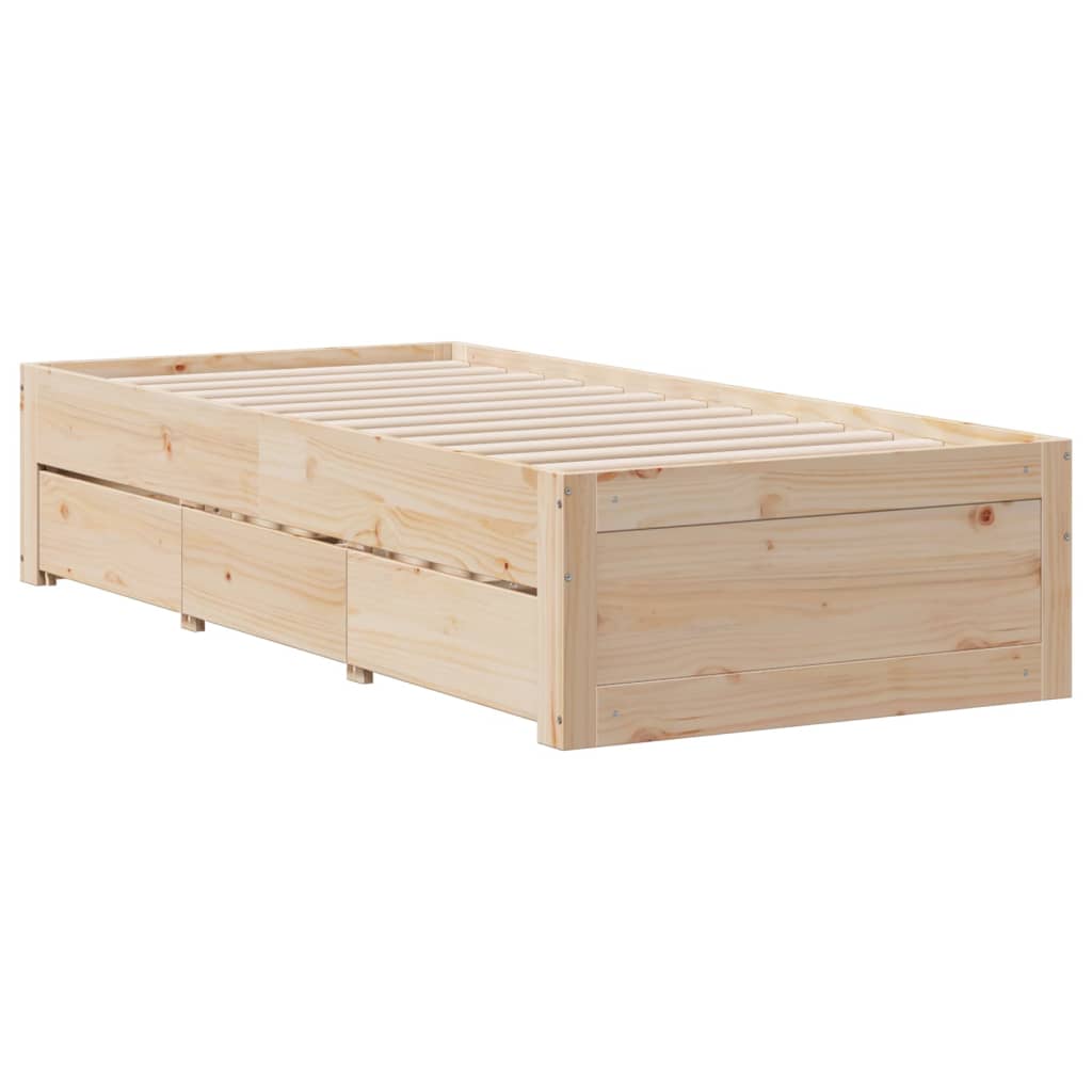Giroletto senza Materasso con Cassetti 75x190 cm Massello Pino