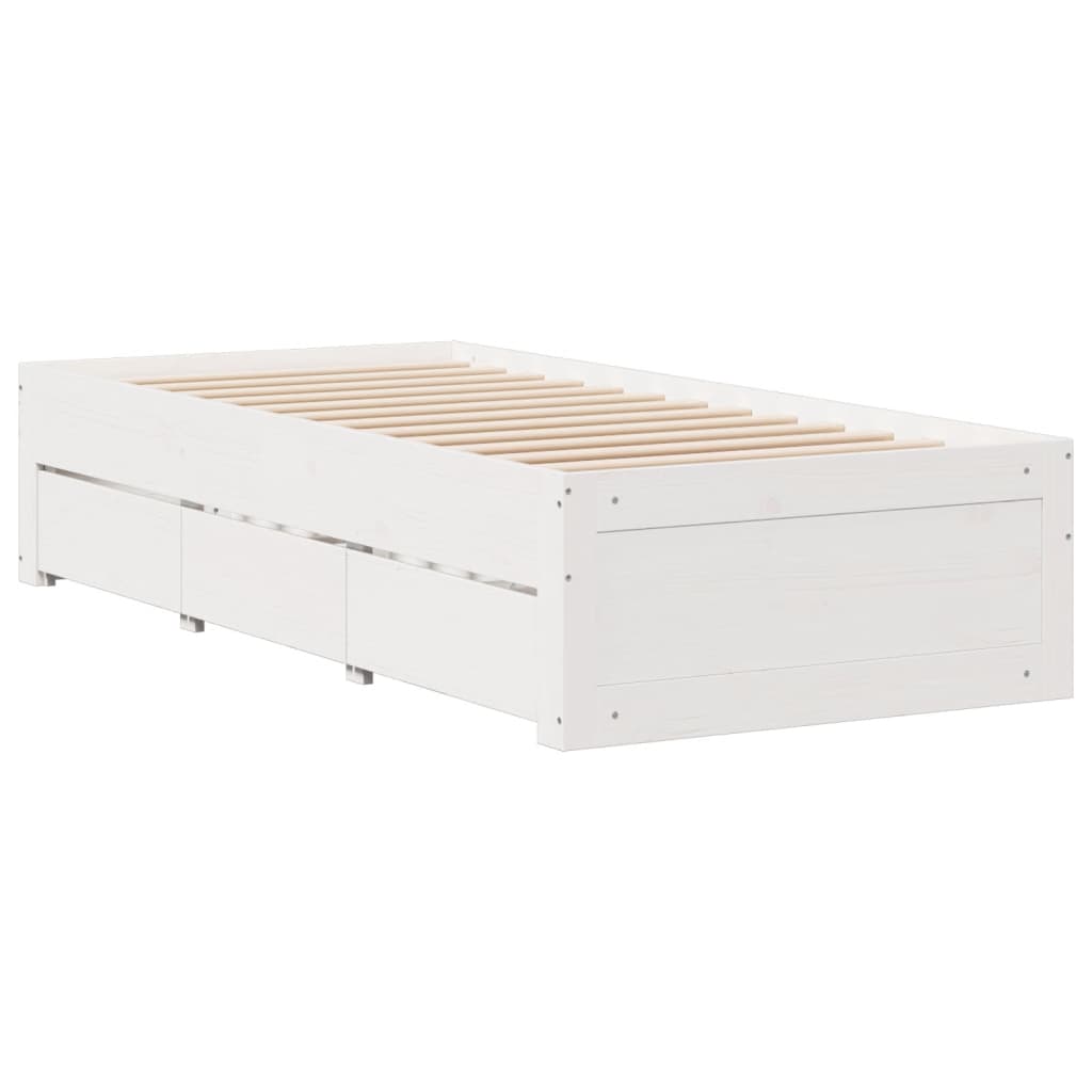 Giroletto senza Materasso con Cassetti Bianco 75x190 cm Pino