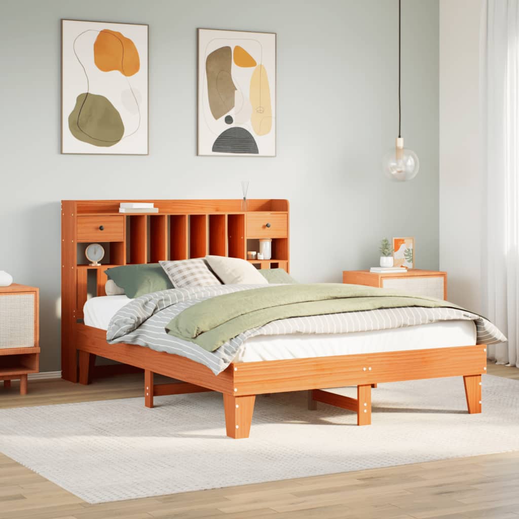 Letto senza Materasso Marrone Cera 150x200 cm in Legno di Pino
