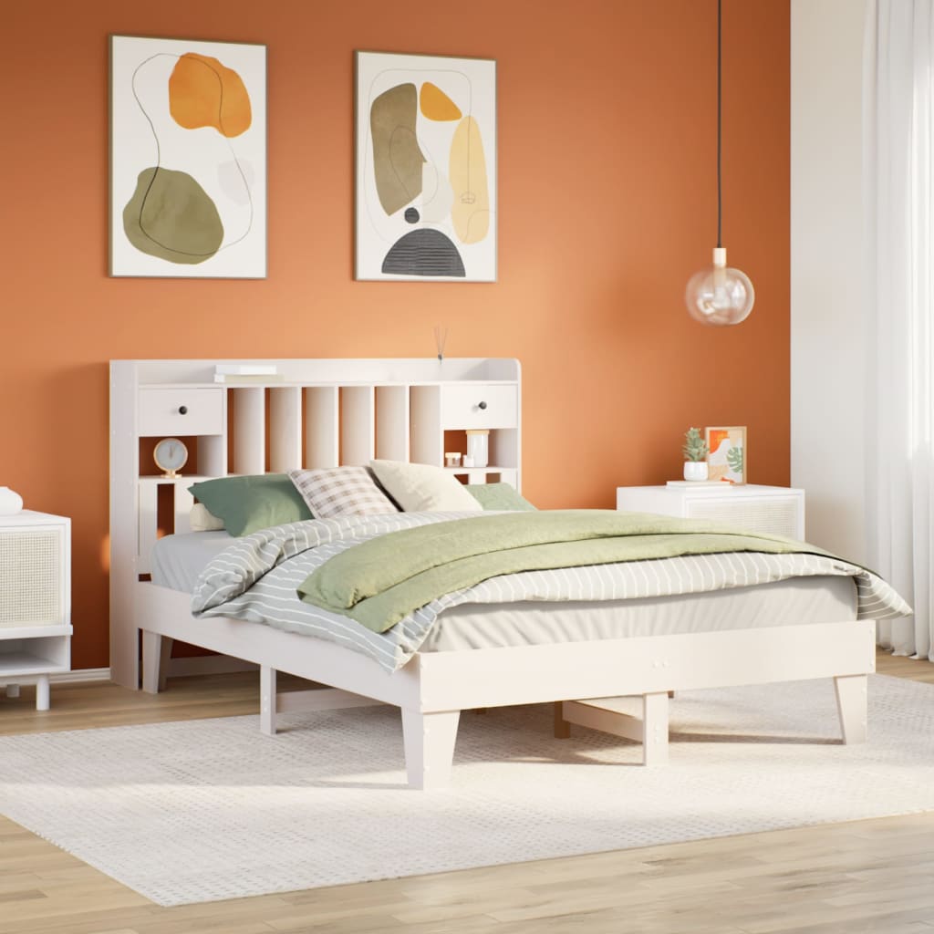 Letto senza Materasso Bianco 140x190 cm Legno Massello di Pino