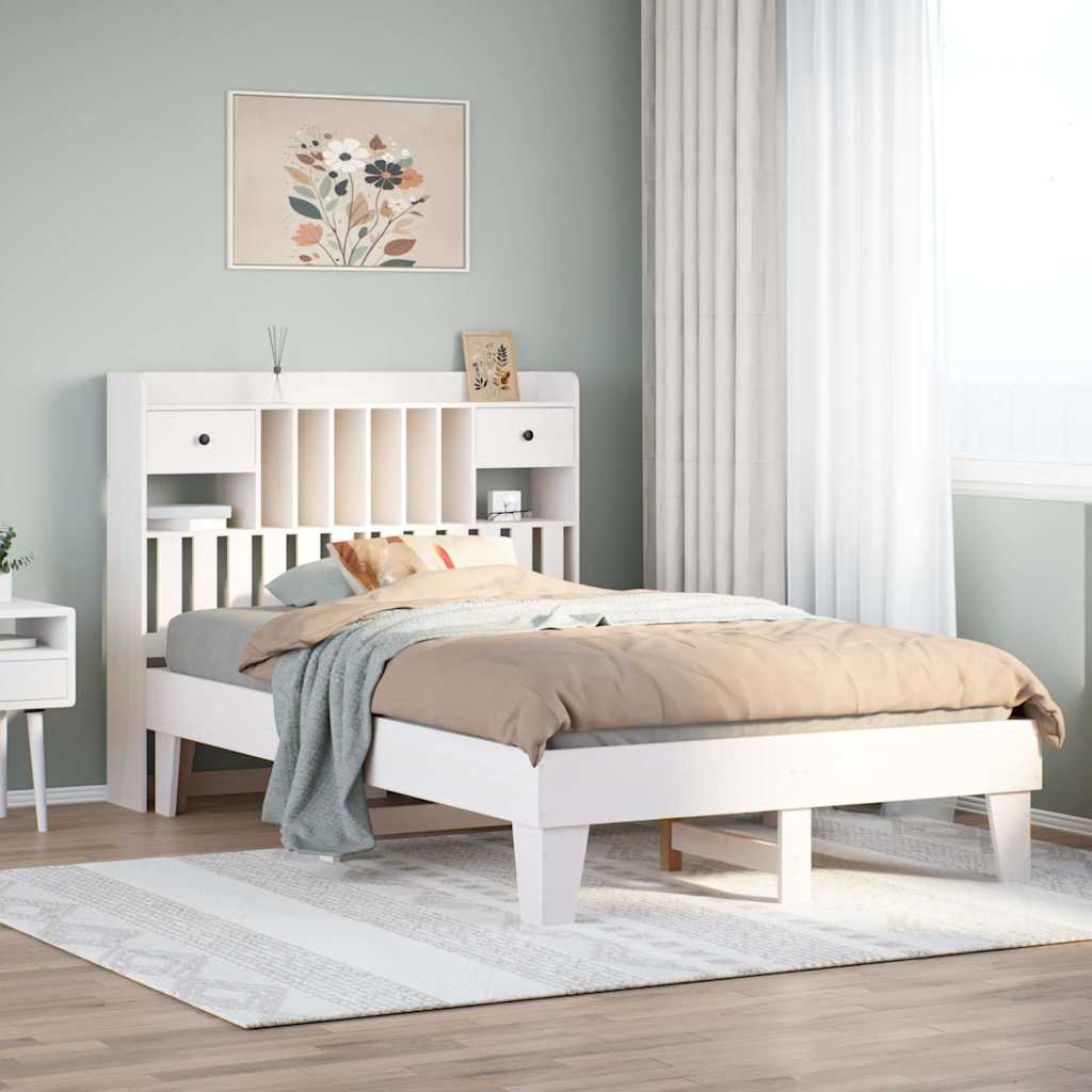 Letto senza Materasso Bianco 135x190 cm Legno Massello di Pino