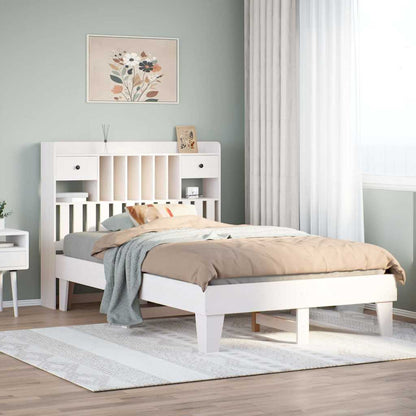 Letto senza Materasso Bianco 135x190 cm Legno Massello di Pino