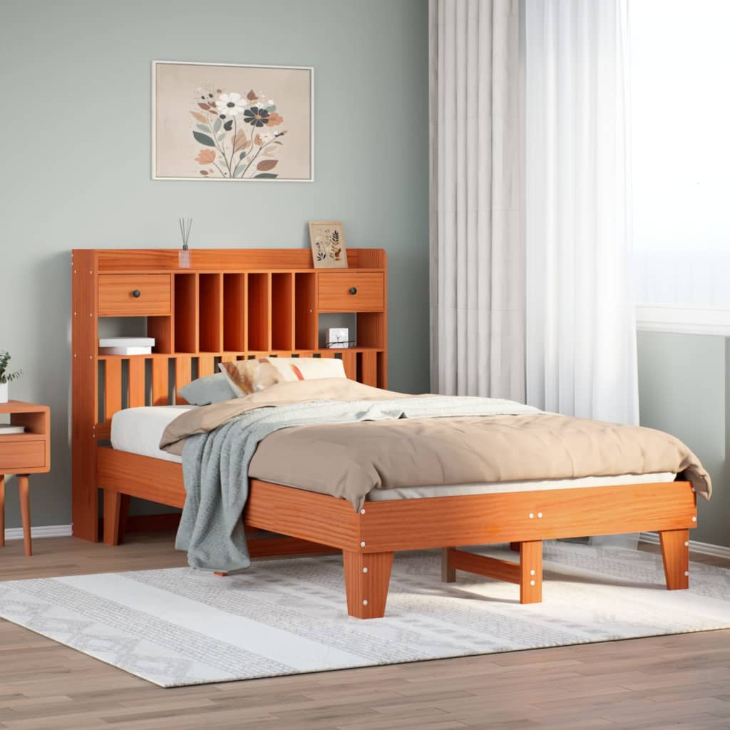 Letto senza Materasso Marrone Cera 135x190 cm in Legno di Pino