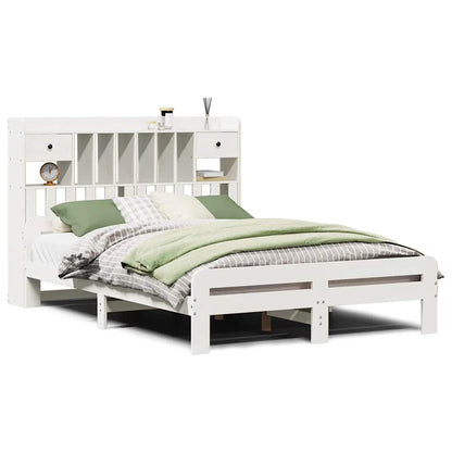 Letto Libreria senza Materasso Bianco 140x190 cm Legno di Pino