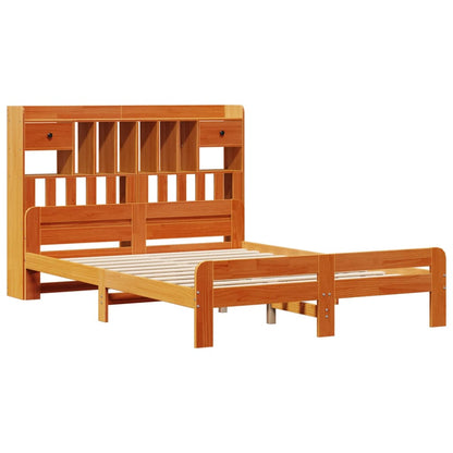 Letto Libreria senza Materasso Marrone Cera 140x190 cm in Pino