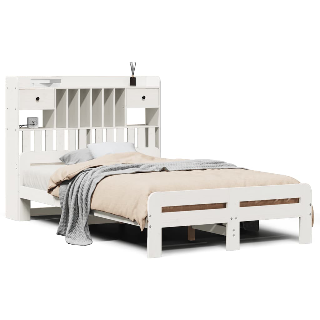 Letto Libreria senza Materasso Bianco 135x190 cm Legno di Pino
