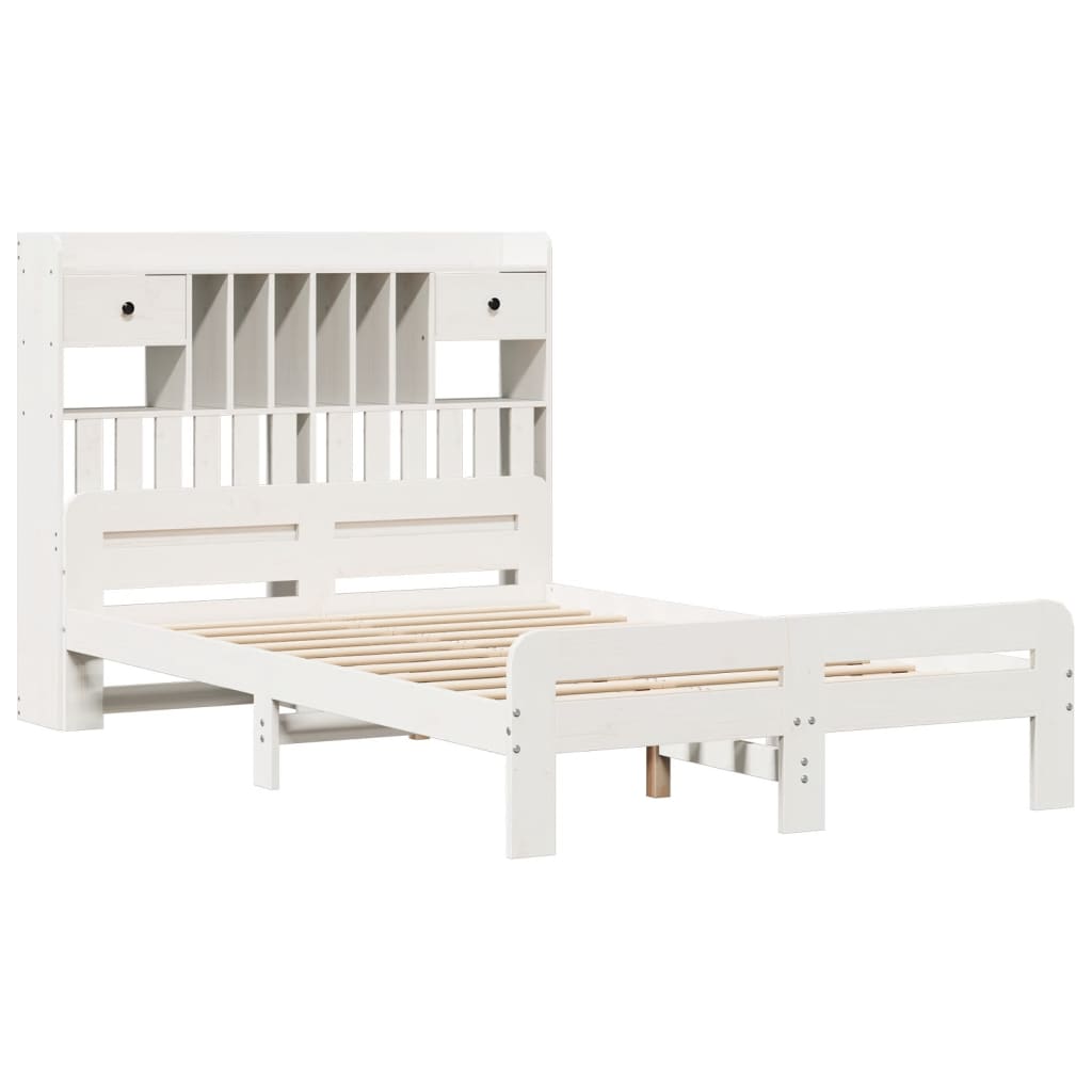 Letto Libreria senza Materasso Bianco 135x190 cm Legno di Pino