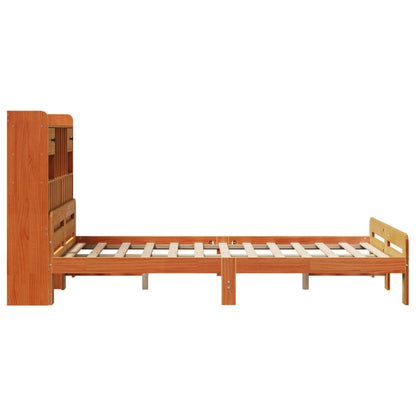 Letto Libreria senza Materasso Marrone Cera 135x190 cm in Pino