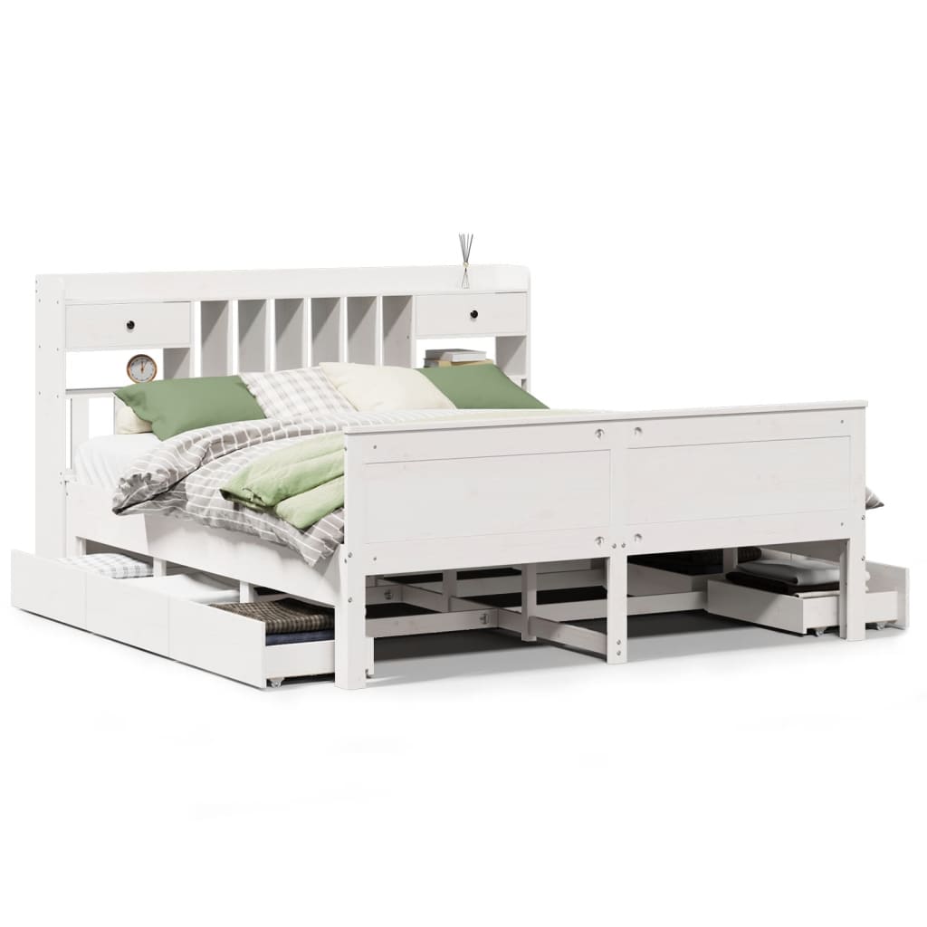 Giroletto con Libreria senza Materasso 180x200 cm in Legno Pino