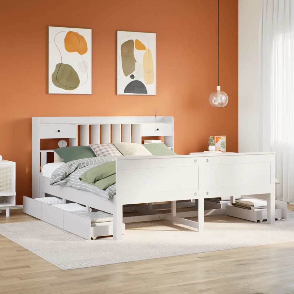 Giroletto con Libreria senza Materasso 180x200 cm in Legno Pino