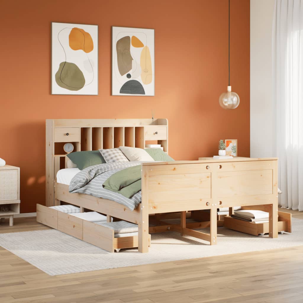 Letto Libreria senza Materasso 150x200 cm in Legno di Pino
