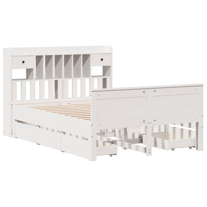 Letto Libreria senza Materasso Bianco 150x200 cm Legno di Pino