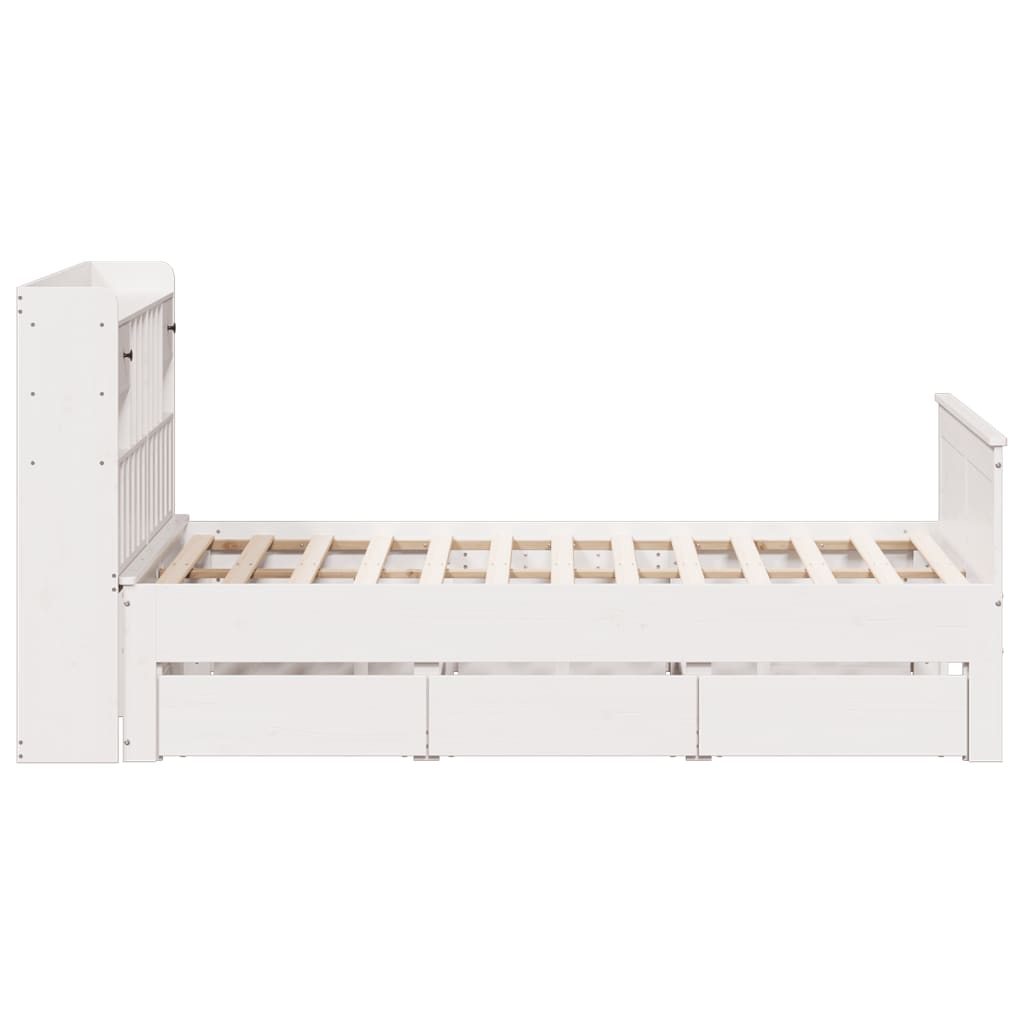 Letto Libreria senza Materasso Bianco 150x200 cm Legno di Pino