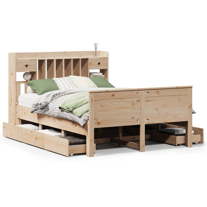 Letto Libreria senza Materasso 140x200 cm in Legno di Pino