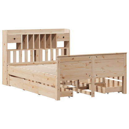 Letto Libreria senza Materasso 140x200 cm in Legno di Pino