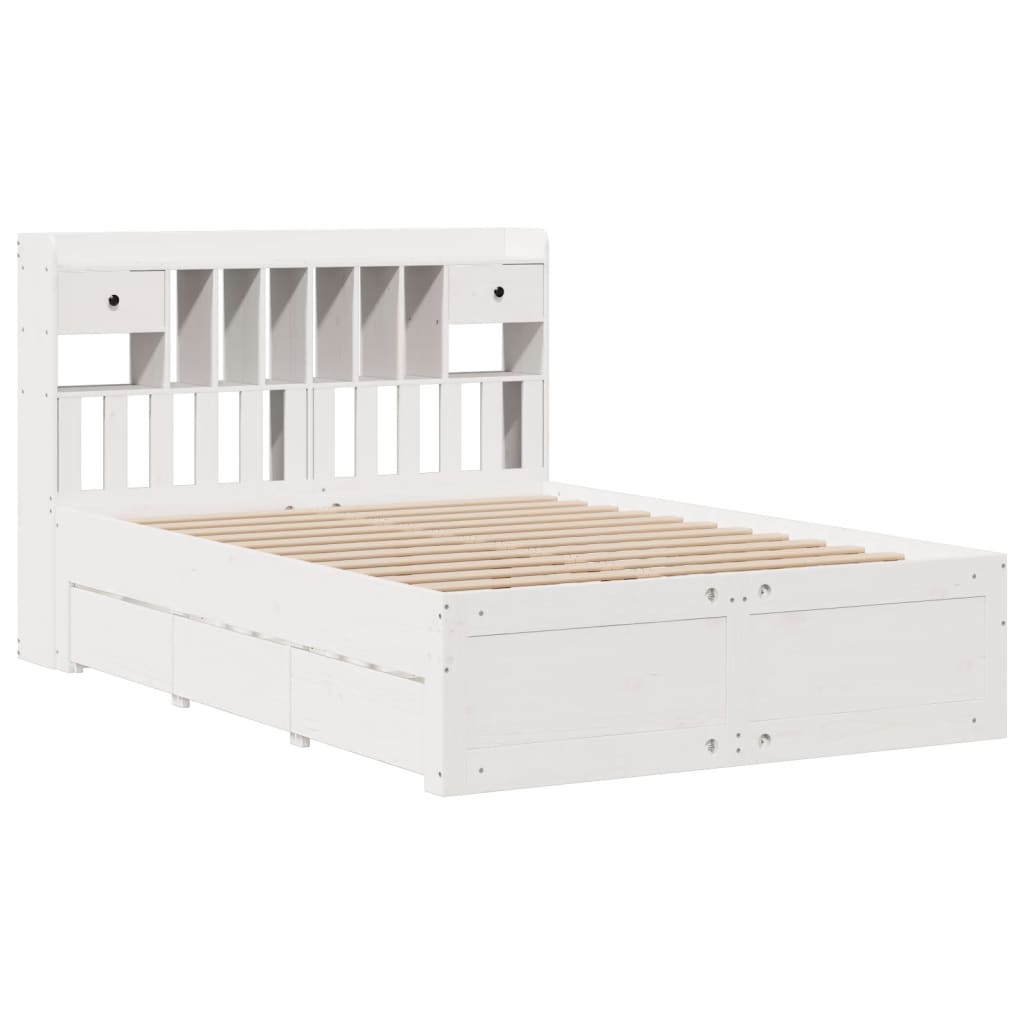 Letto Libreria senza Materasso Bianco 160x200 cm Legno di Pino