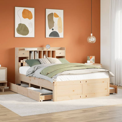 Letto Libreria senza Materasso 140x200 cm in Legno di Pino