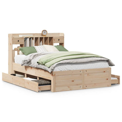 Letto Libreria senza Materasso 140x190 cm in Legno di Pino