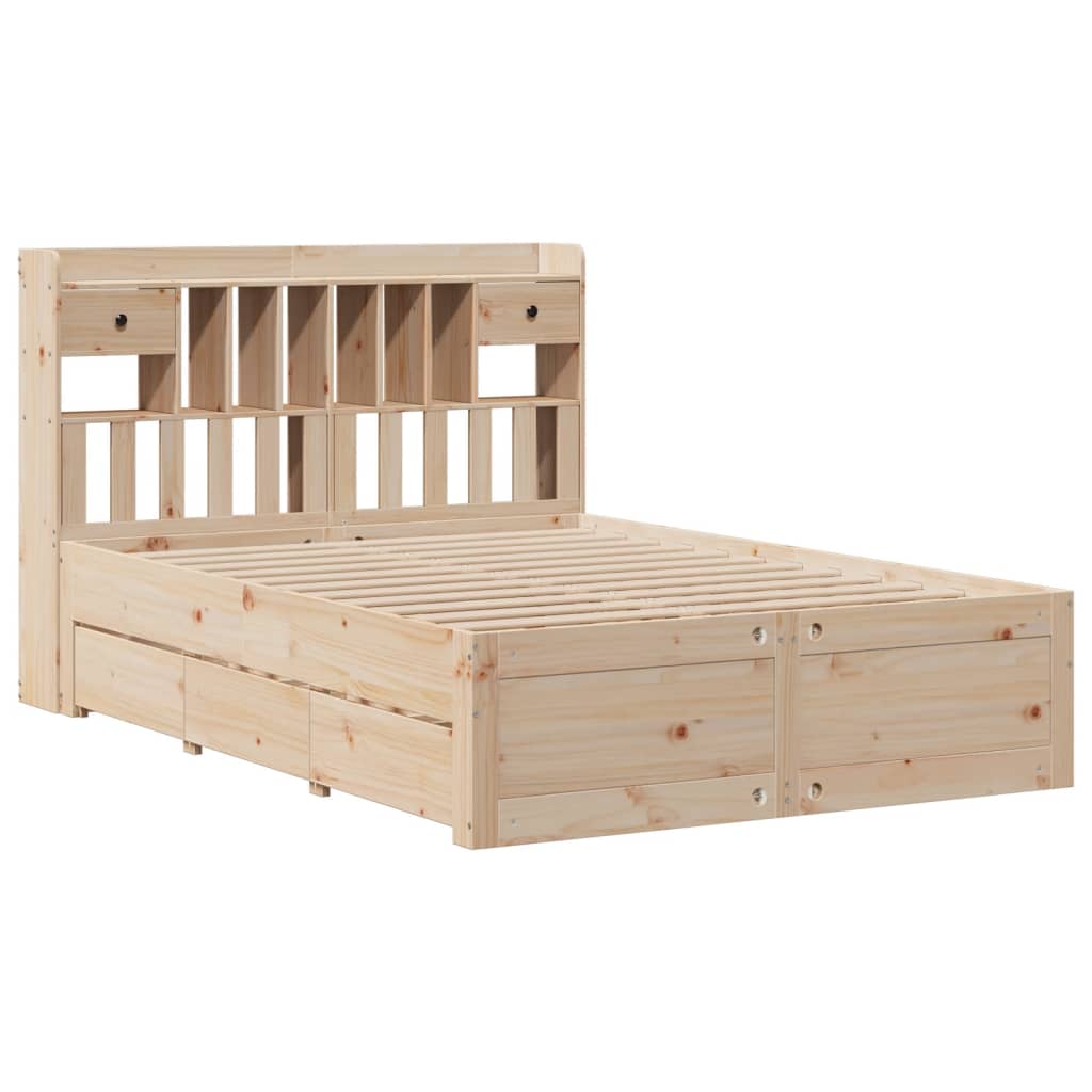 Letto Libreria senza Materasso 140x190 cm in Legno di Pino