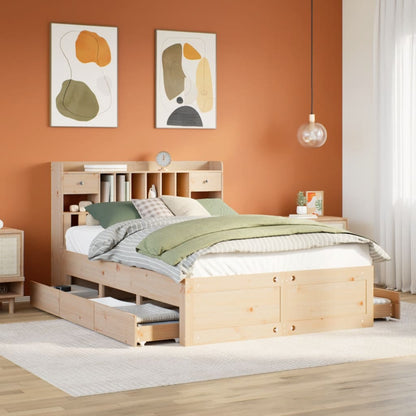 Letto Libreria senza Materasso 140x190 cm in Legno di Pino