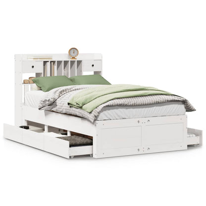 Letto Libreria senza Materasso Bianco 135x190 cm Legno di Pino