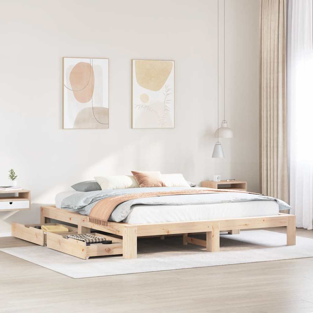 Giroletto senza Materasso 200x200 cm in Legno Massello di Pino