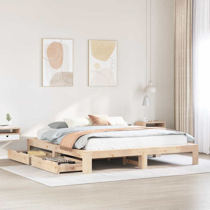 Giroletto senza Materasso 200x200 cm in Legno Massello di Pino