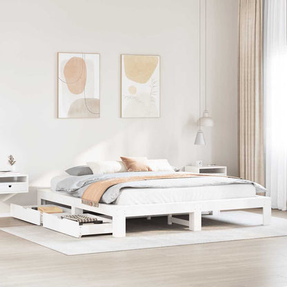 Giroletto senza Materasso Bianco 180x200 cm Legno Massello Pino