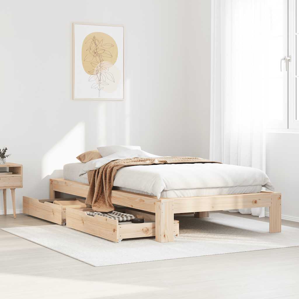 Giroletto senza Materasso 100x200 cm in Legno Massello di Pino