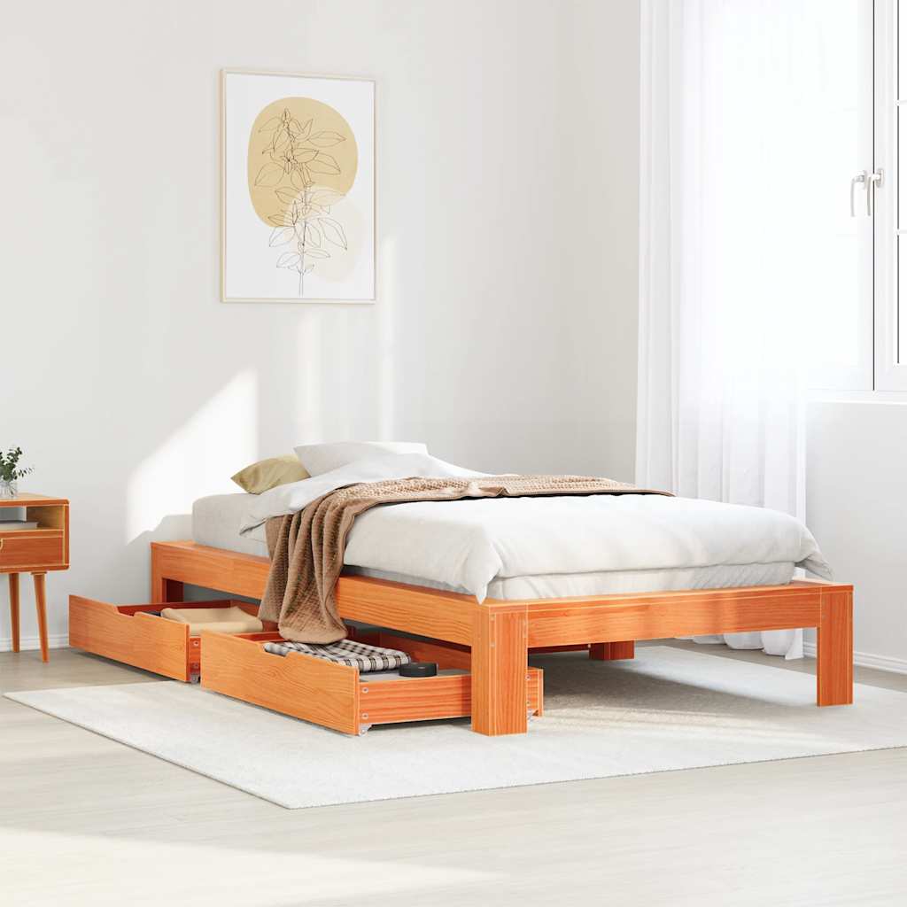 Giroletto senza Materasso Marrone Cera 100x200 cm Legno di Pino