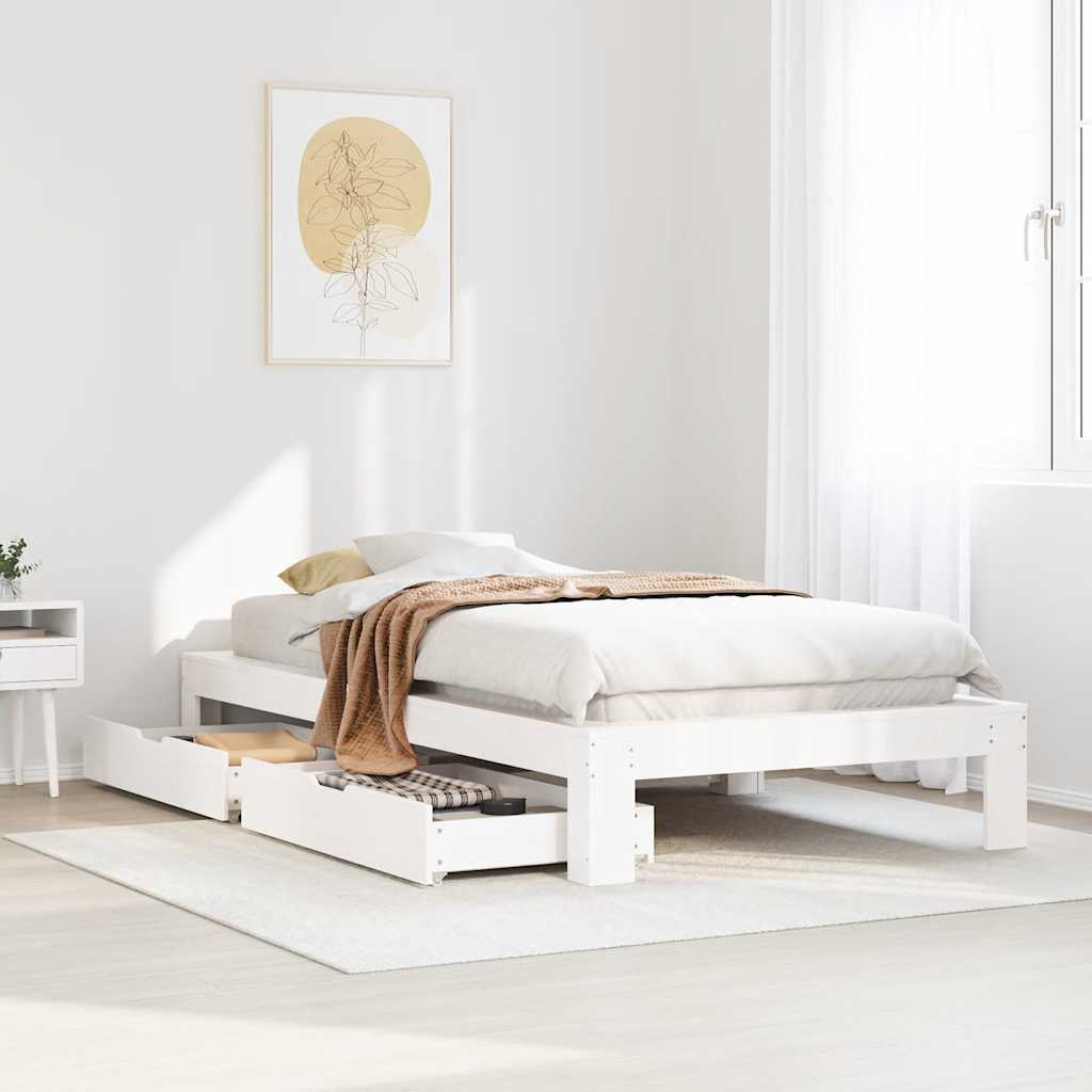 Giroletto senza Materasso Bianco 90x200 cm Legno Massello Pino