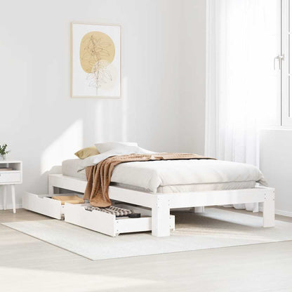 Giroletto senza Materasso Bianco 90x200 cm Legno Massello Pino
